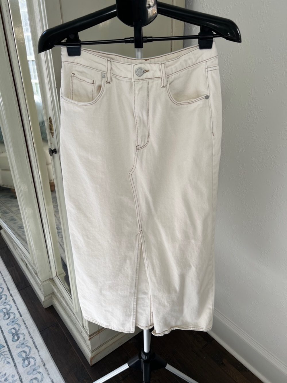 Blank NYC Cream High-Rise Denim Skirt